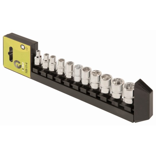 Juego de vasos 1/4" en rail, 11 piezas | 109-11-4