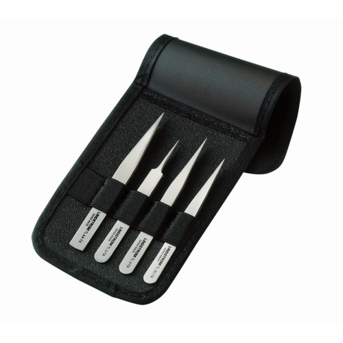 Juego de pinzas anti-magnéticas de titanio (4&nbsp;piezas/estuche) | 9856
