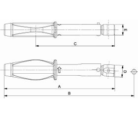 Llave dinamométrica mecánica prefijada con cabeza intercambiable de conexión rectangular y mango de plástico | 74P9-20
