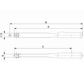 Llave dinamométrica mecánica prefijada con cabeza intercambiable de conexión rectangular y mango de goma | 74P9-60/74P14-400