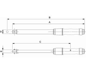 Llave dinamométrica de disparo mecánica ajustable con visor y cabeza intercambiable de conexión rectangular | 74W9/74W14