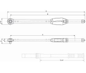 Llave dinamométrica mecánica de disparo de accionamiento libre prefijado con cabeza fija de carraca | 75P3/75P1