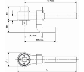 Multiplicador de par manual con compensación con brazos de reacción recto y acodado | 8905-TM/9505-TM