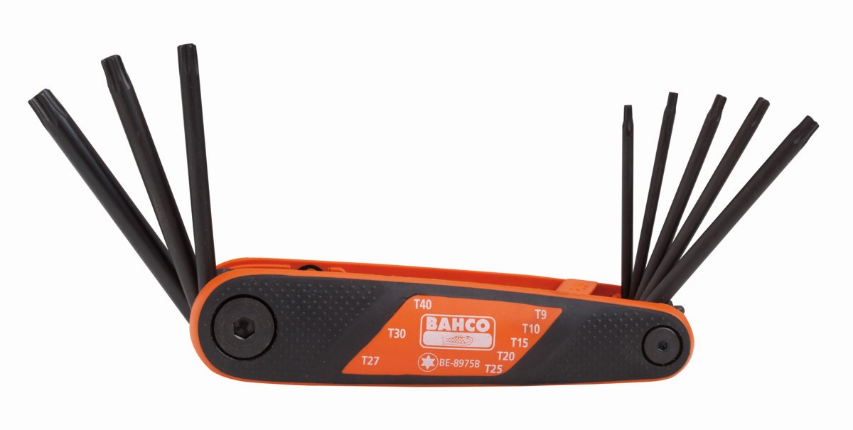 Juego de llaves hexagonales Torx en navaja con acabado fosfatado y mango suave (8 piezas) | BE-8975B