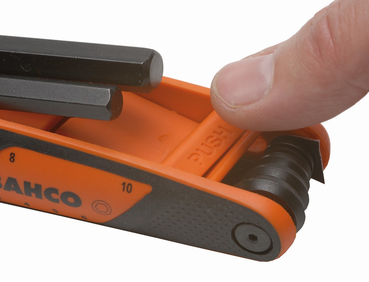 Juego de llaves hexagonales tipo allen en navaja métricas con acabado fosfatado y mango bi-componente - siete unidades | BE-9777B