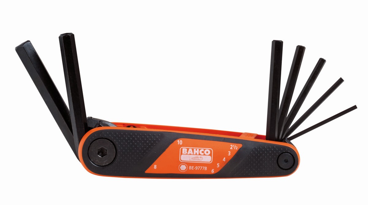 Juego de llaves hexagonales tipo allen en navaja métricas con acabado fosfatado y mango bi-componente - siete unidades | BE-9777B