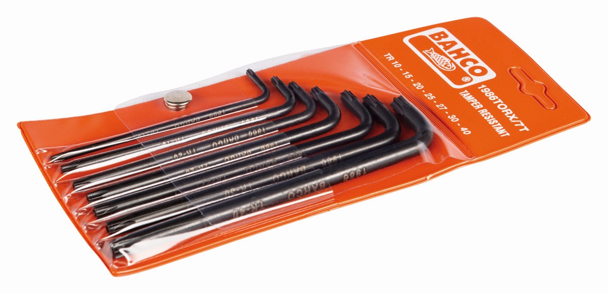Juego de llaves hexagonales tipo allen largas y fosfatadas para TORX® inviolables (7 piezas) | 1986TORX/