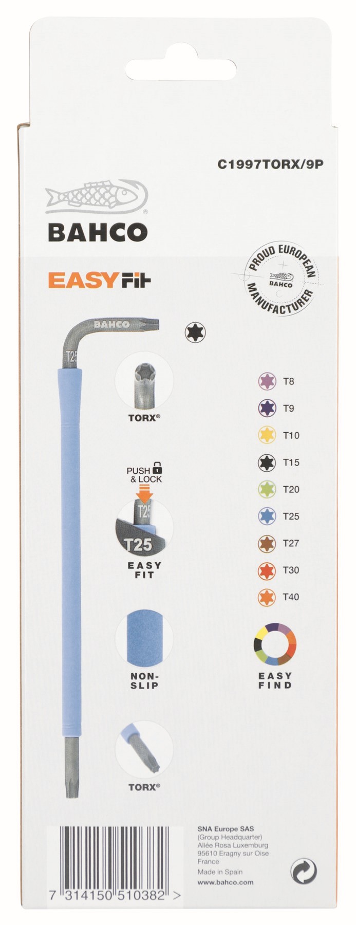 Juego 9 llaves tipo allen TORX® de colores | C1997TORX/9P