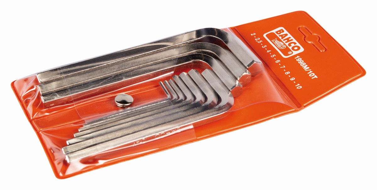 Juego de llaves hexagonales tipo allen y métricas con acabado niquelado (10 Piezas) | 1998M/10T