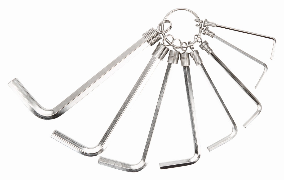 Juego de llaves hexagonales tipo allen métricas con acabado niquelado y en anilla de metal (8 Piezas) | 1998M/8R