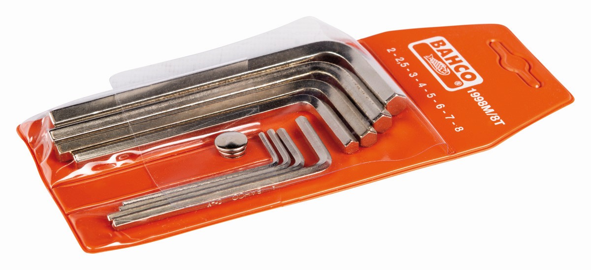 Juego de llaves hexagonales tipo allen y métricas con acabado niquelado (8 Piezas) | 1998M/8T