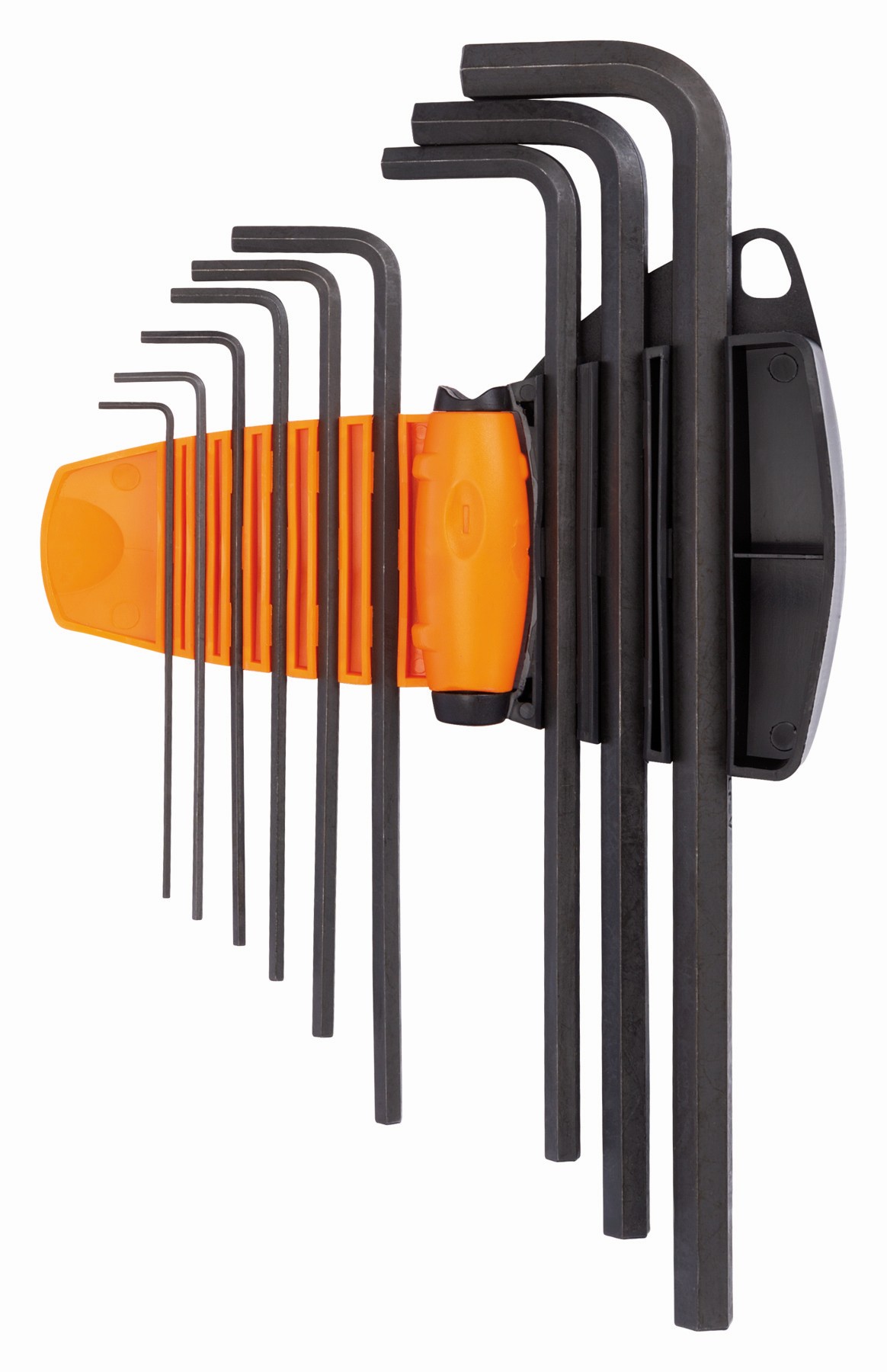 Juego de llaves hexagonales tipo allen con bola, largas y métricas con soporte bi-componente compacto (9 piezas) | BE-9588