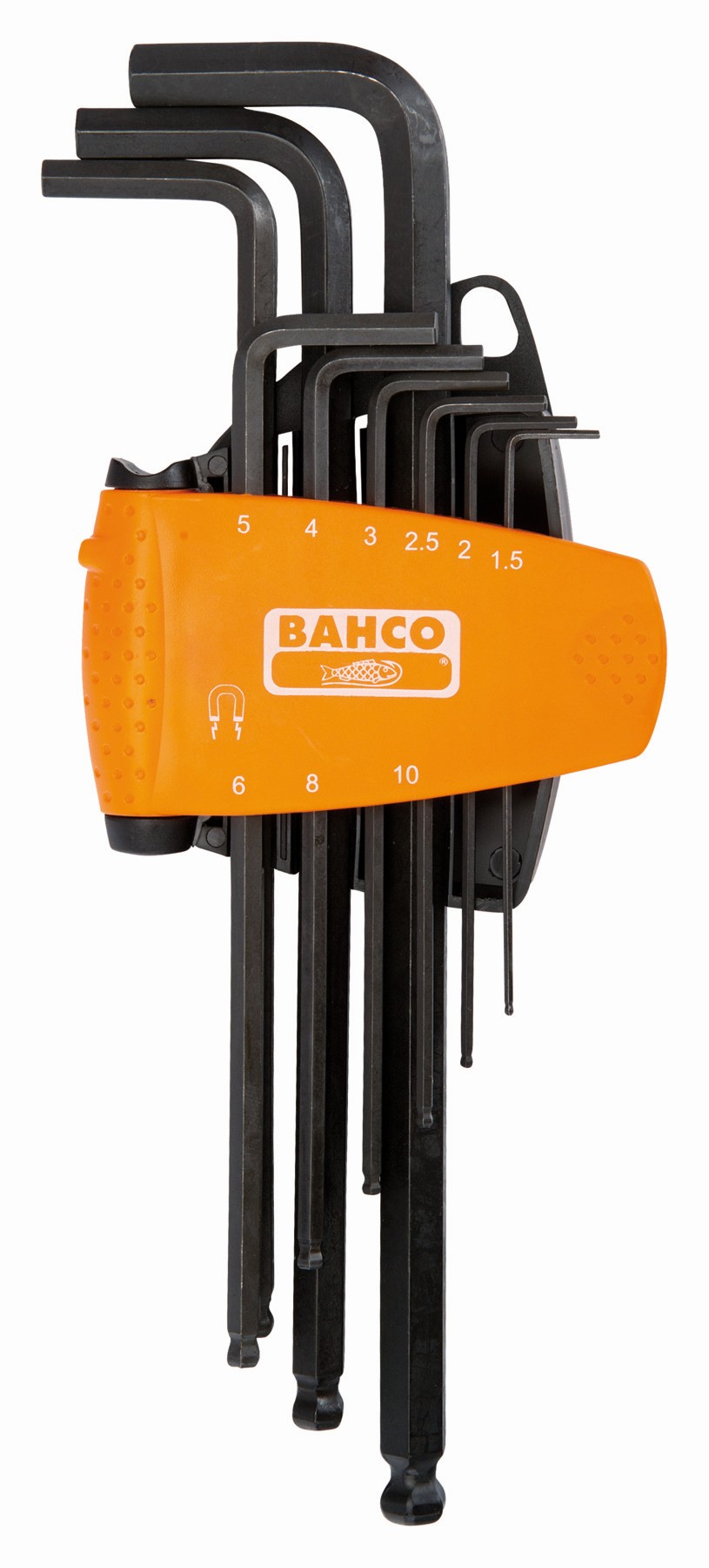 Juego de llaves hexagonales tipo allen con bola y métricas, con soporte bi-componente imantado y compacto (9 piezas) | BE-9688