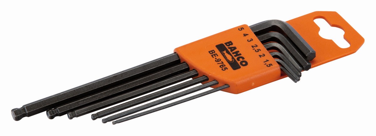 Juego de llaves hexagonales con bola, largas, métricas y fosfatadas (6 piezas) | BE-9765