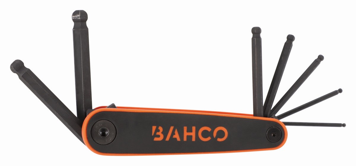 Juego de llaves hexagonales tipo allen en navaja, con bola, métricas y con mango bi-componente (7 piezas) | BE-9776B