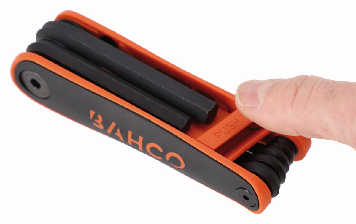 Juego de llaves hexagonales tipo allen en navaja métricas con acabado fosfatado y mango bi-componente - siete unidades | BE-9777B