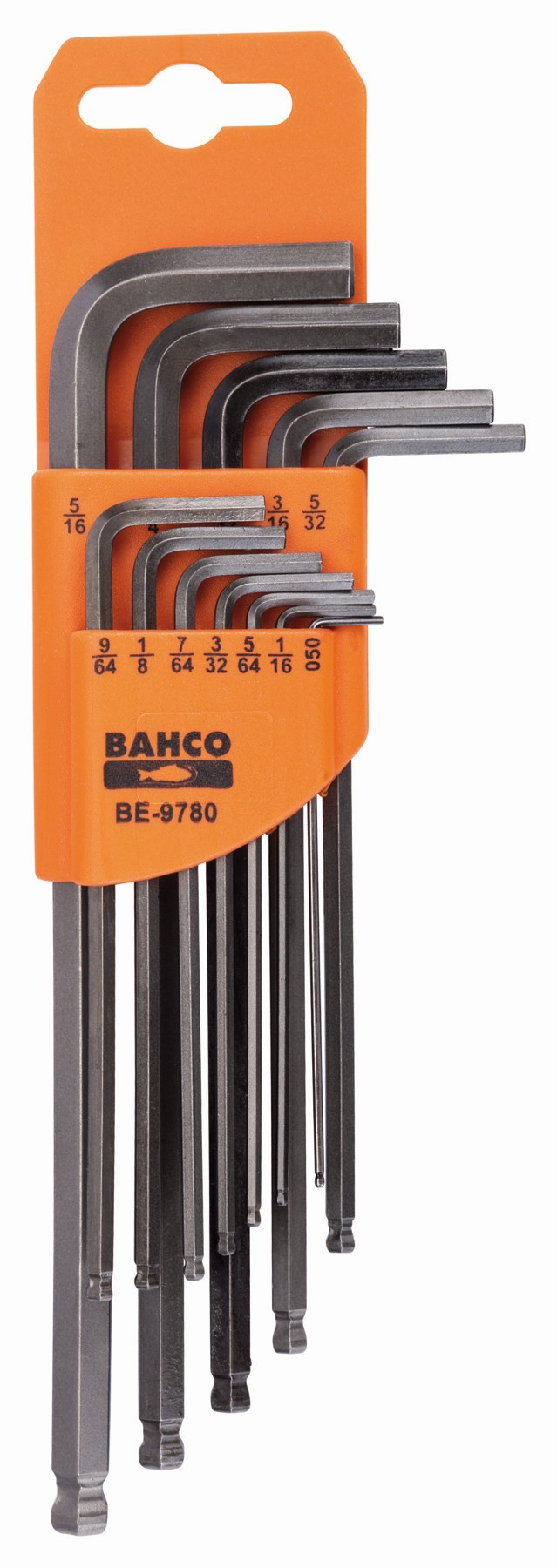 Juego de llaves hexagonales tipo allen con bola, largas, imperiales y fosfatadas (12 piezas) | BE-9780