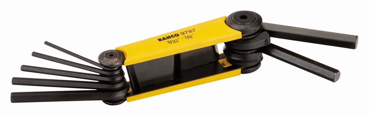 Juego de llaves hexagonales tipo allen en navaja e imperiales con acabado fosfatado (7 Piezas) | BE-9787