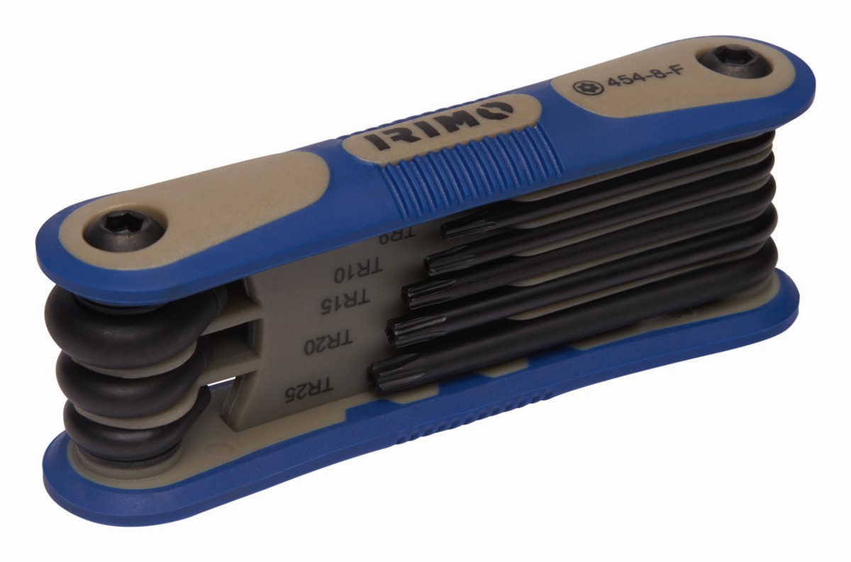 Juego de 9 llaves acodadas pavonadas con punta Torx inviolable en estuche plegable | 454-8-F