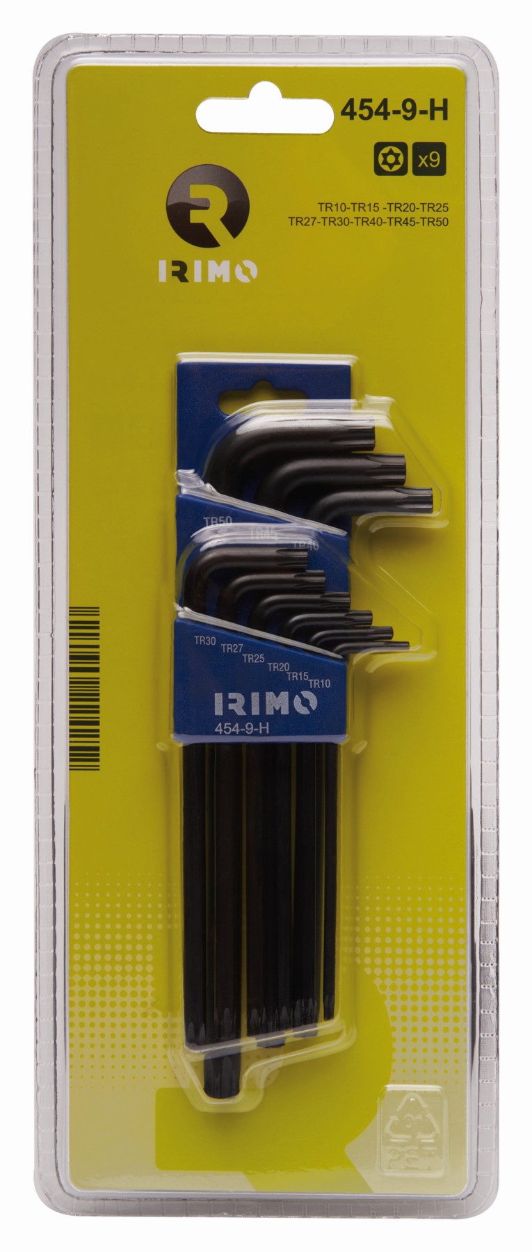 Juego de 9 llaves acodadas pavonadas con punta Torx inviolable | 454-9-H