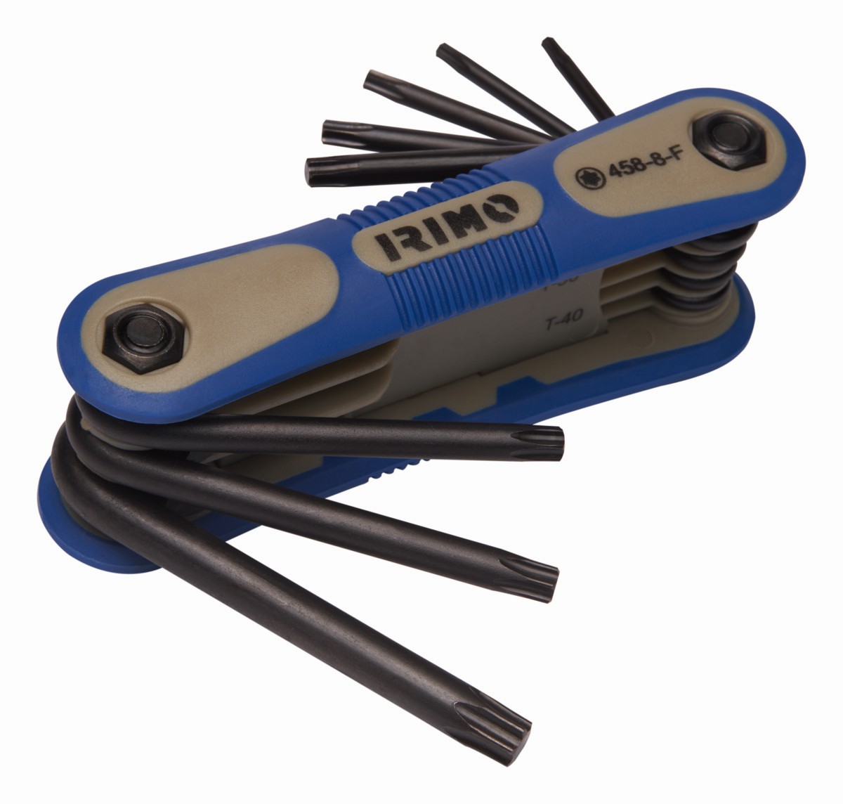 Juego de llaves acodadas pavonadas con punta Torx, estuche plegable con 8 piezas | 458-8-F