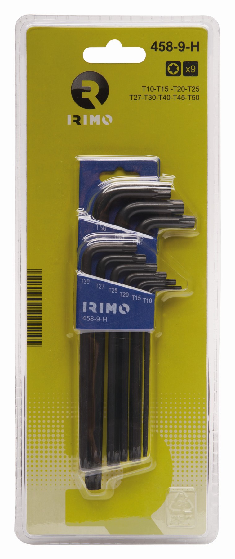 Juego de llaves acodadas pavonadas con punta Torx, 9 piezas | 458-9-H