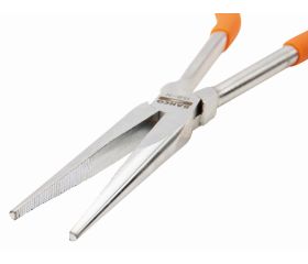 Alicates de boca semirredonda extralargos con mangos recubiertos de PVC y acabado pulido fino | 158-N