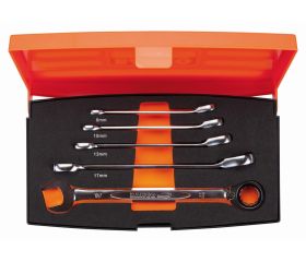 Juego de llaves combinadas de carraca métricas (5 piezas / caja de plástico) | 1RM/S5