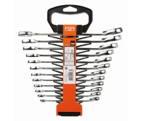 Juego de llaves combinadas de carraca métricas (12 piezas / colgador de plástico) | 1RM/SH12