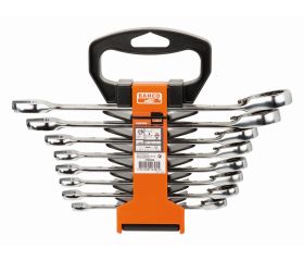 Juego de llaves combinadas de carraca métricas (8 piezas / colgador de plástico) | 1RM/SH8