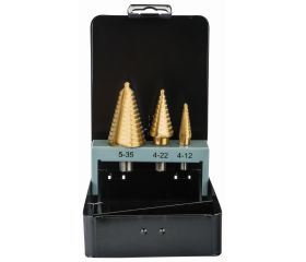 Juego de brocas escalonadas de acero rápido (3 piezas) | 228-SET