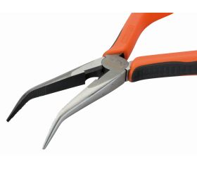 Alicates de boca semirredonda de punta curvada a 45° con mangos bi-componente y acabado lacado | 2477G-200