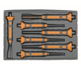 Juego de botadores cilíndricos con mango bi-componente: 7 unidades/bandeja de plástico | 3734BMS/7