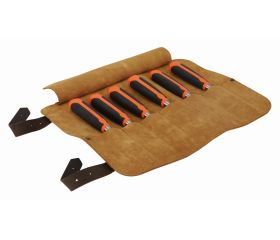 Juego de cinceles profesionales con mango bi-componente en un estuche enrollable de cuero (6 piezas) | 424P-S6-LR