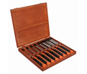 Juego de formones con mango de goma (8 piezas / caja de madera) | 424P-S8-EUR