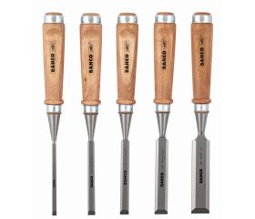 Juego de cinceles con mango de madera (5 piezas/caja de cartón) | 425-082