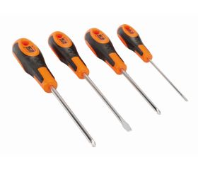 Juego de destornilladores ranurados/Phillips con agarre de goma - 4 unidades | 602-4-LA