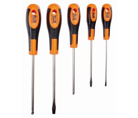 Juego de destornilladores ranurados/Phillips con agarre de goma - 5 unidades | 604-5