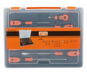 Juego de destornilladores ranurados, Phillips y Robertson con mango de goma: 10 piezas | 605-10-PC-AU