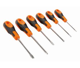 Juego de destornilladores ranurados y Phillips con mango de goma, 5,5-6,5 mm/3-4 mm/PH1-PH2: 6 piezas | 606-6