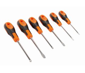 Juego de 6 destornilladores para ranurados y Pozidriv con mango de goma | 610-6