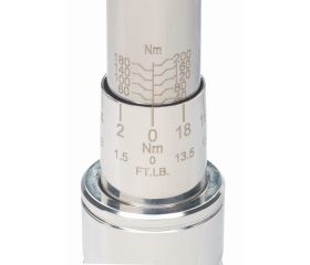 Llave dinamométrica mecánica de disparo ajustable con escala marcada y cabeza fija de carraca. Mango de metal | 7455