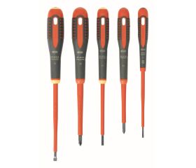 Juego de destornilladores Phillips y ranurados aislados VDE ERGO™ con mango de tres componentes - cinco unidades | BE-9881S