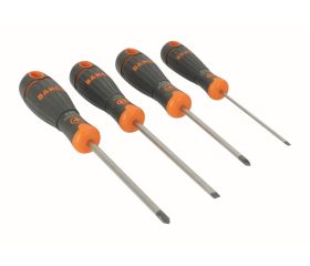 Juego de destornilladores ranurados/Phillips BahcoFit con mango de goma: 4 piezas | B219.004