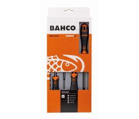 Juego de destornilladores ranurados/Phillips BahcoFit con mango de goma: 4 piezas | B219.004