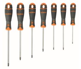 Juego de destornilladores Pozidriv/TORX® BahcoFit con agarre de goma - 7 unidades | B219.007