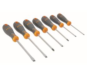 Juego de 7 destornilladores para ranurados y Phillips BahcoFit con agarre de goma | B219.017