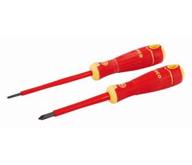 Juego de destornilladores ranurados y Phillips aislados VDE BahcoFit con mango multicomponente (2 piezas) | B220.002