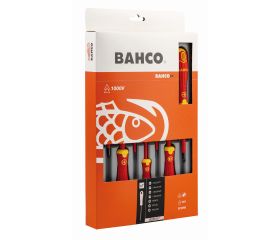 Juego de destornilladores ranurados y Pozidriv aislados VDE BahcoFit con mango multicomponente (7 piezas) | B220.017