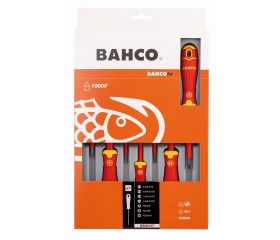 Juego de destornilladores ranurados y Pozidriv aislados VDE BahcoFit con mango multicomponente (7 piezas) | B220.017